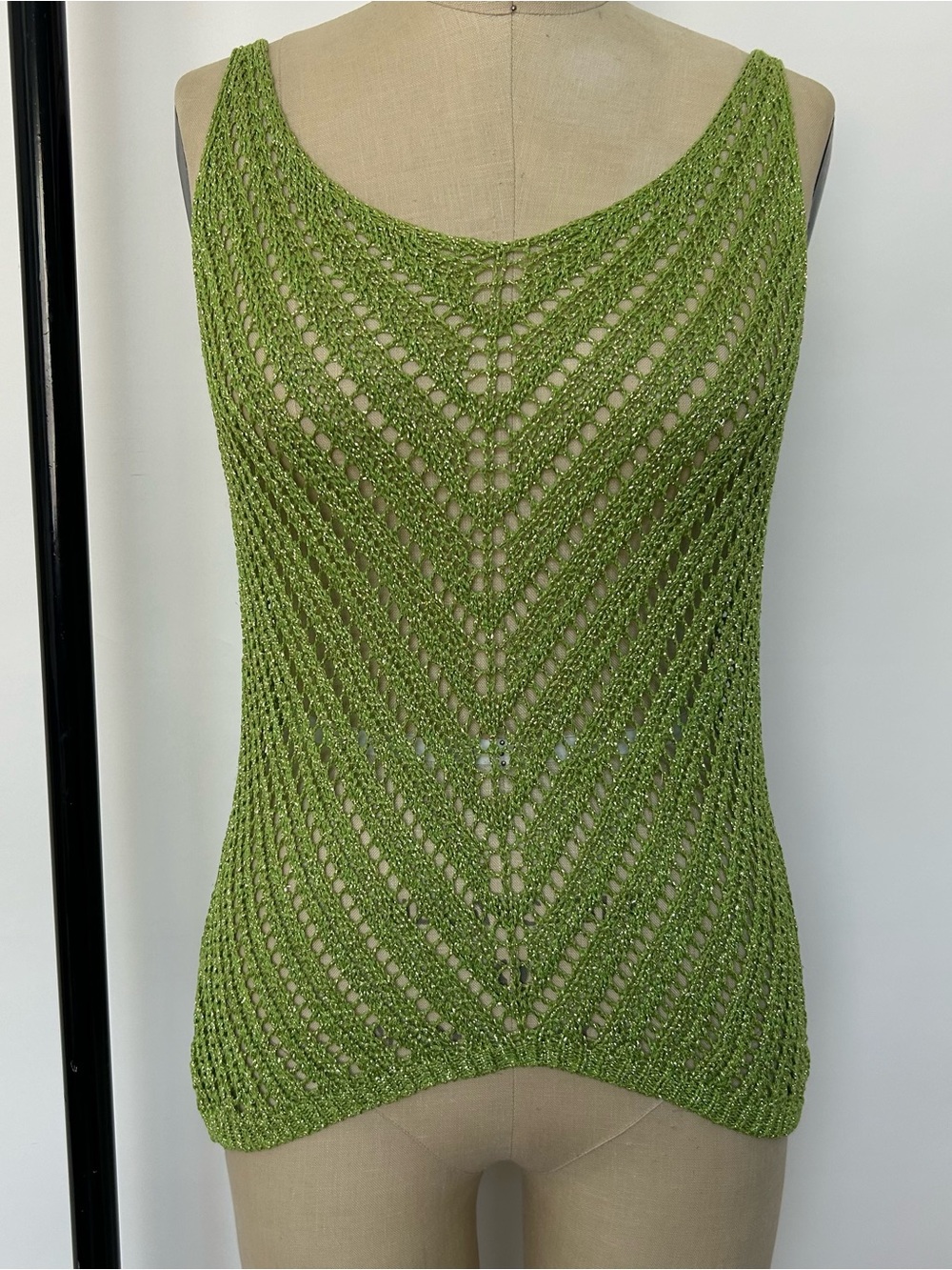 Green Crochet Knit Tank Top